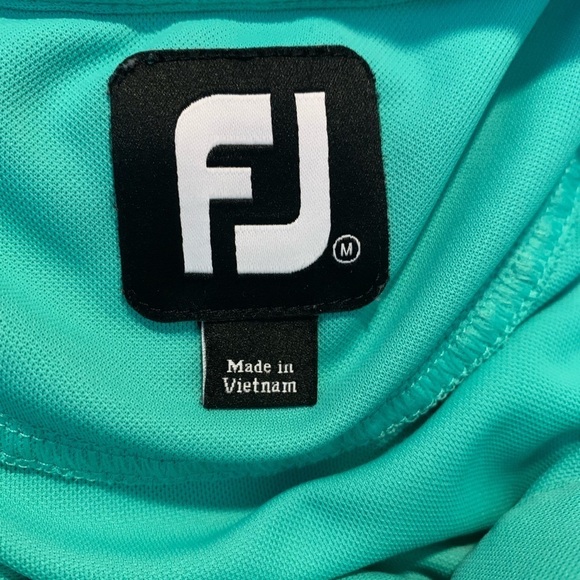 FootJoy Polo Shirt Men Medium Green Performance Golf Plain Basic Logo - Picture 3 of 4